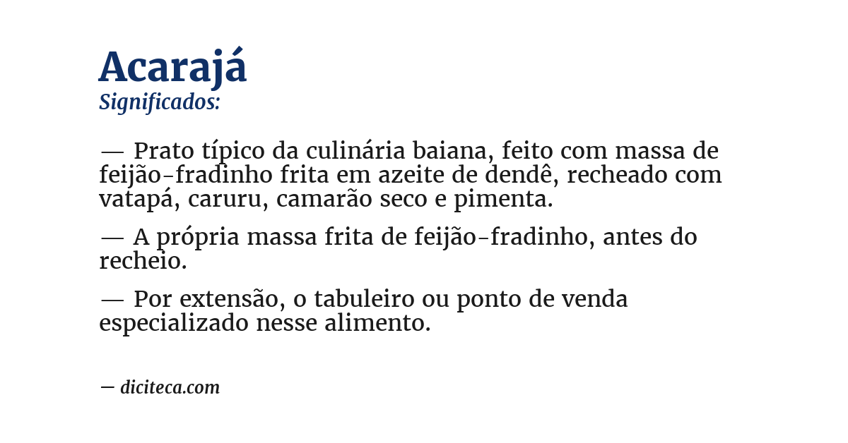 Significado de acarajá