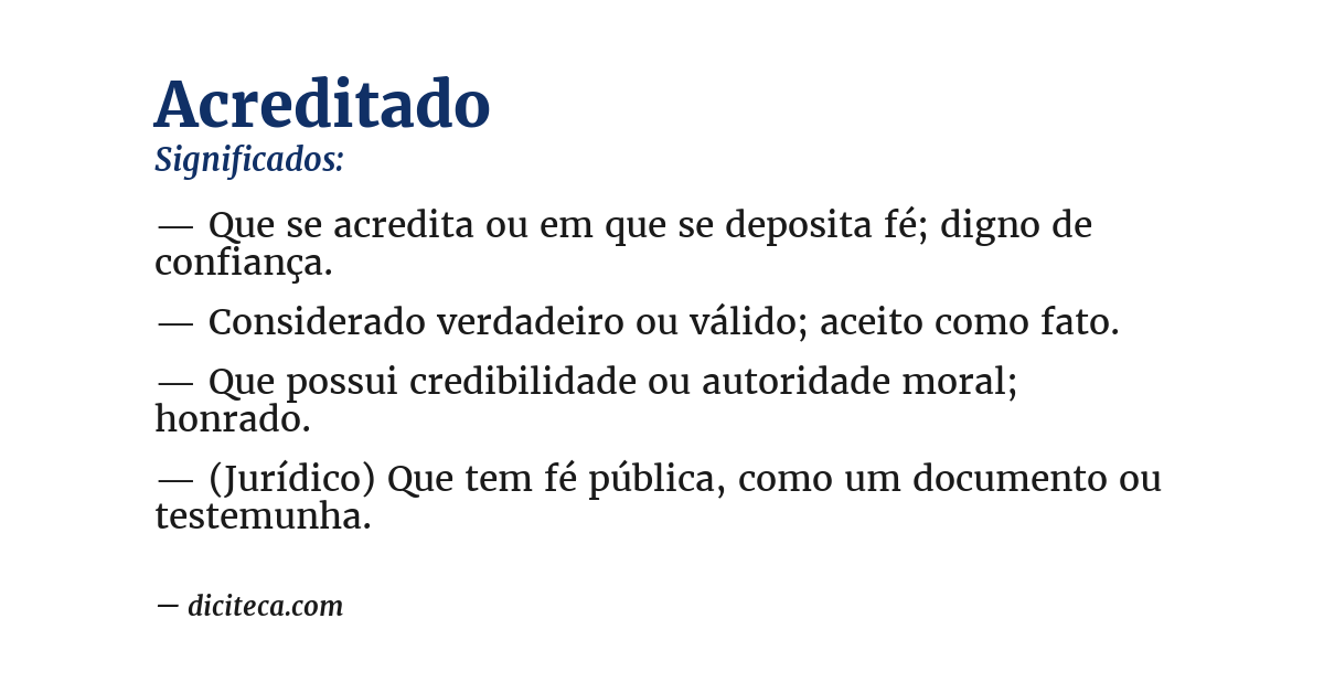 Significado de acreditado
