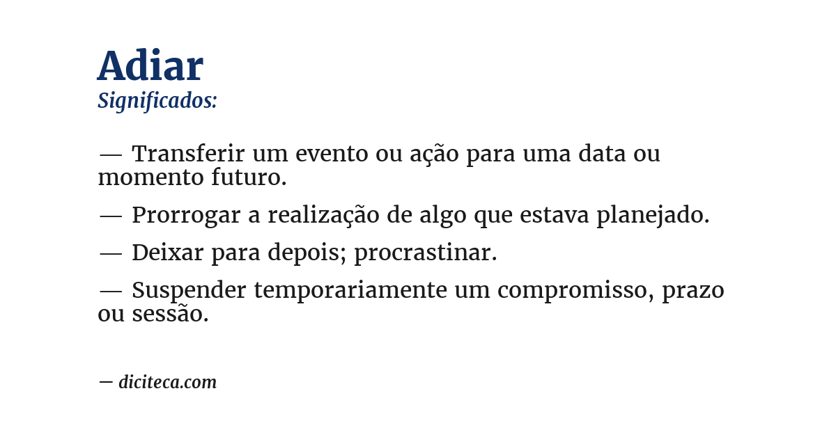 Significado de adiar