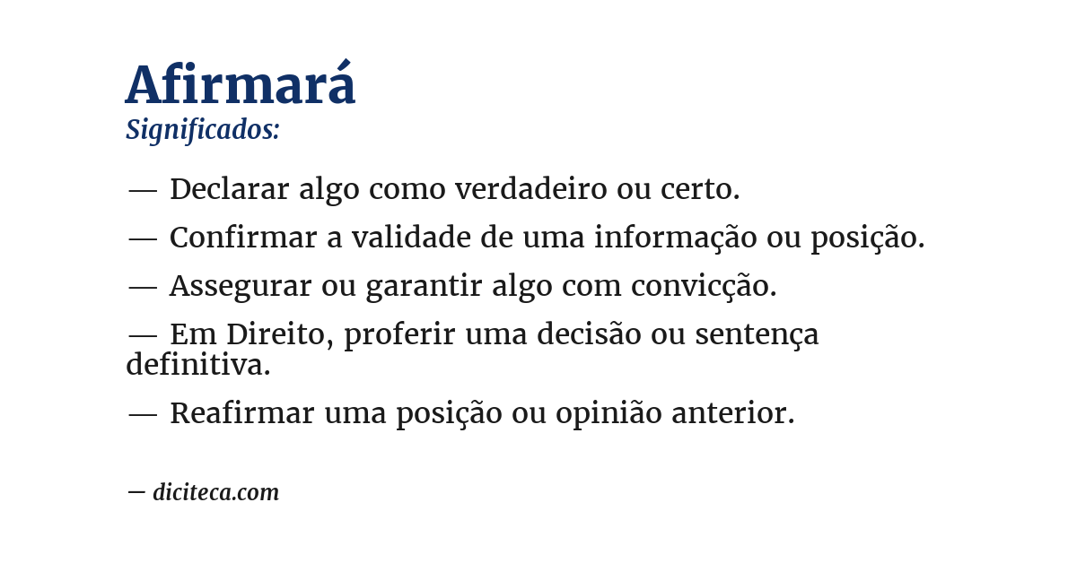 Significado de afirmará