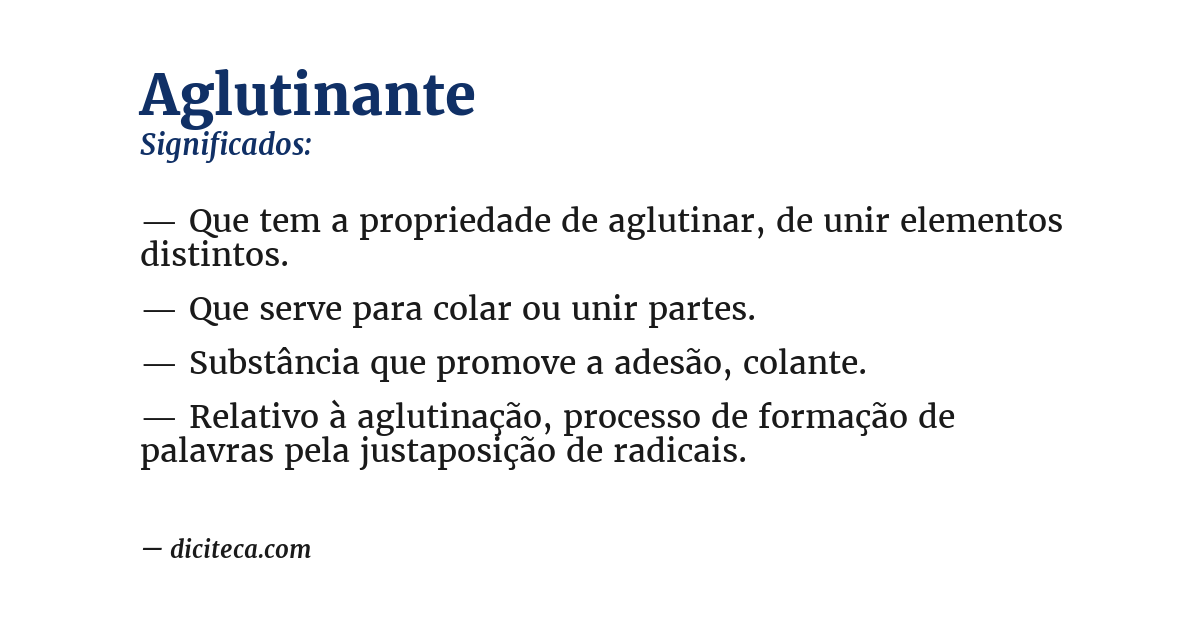 Significado de aglutinante