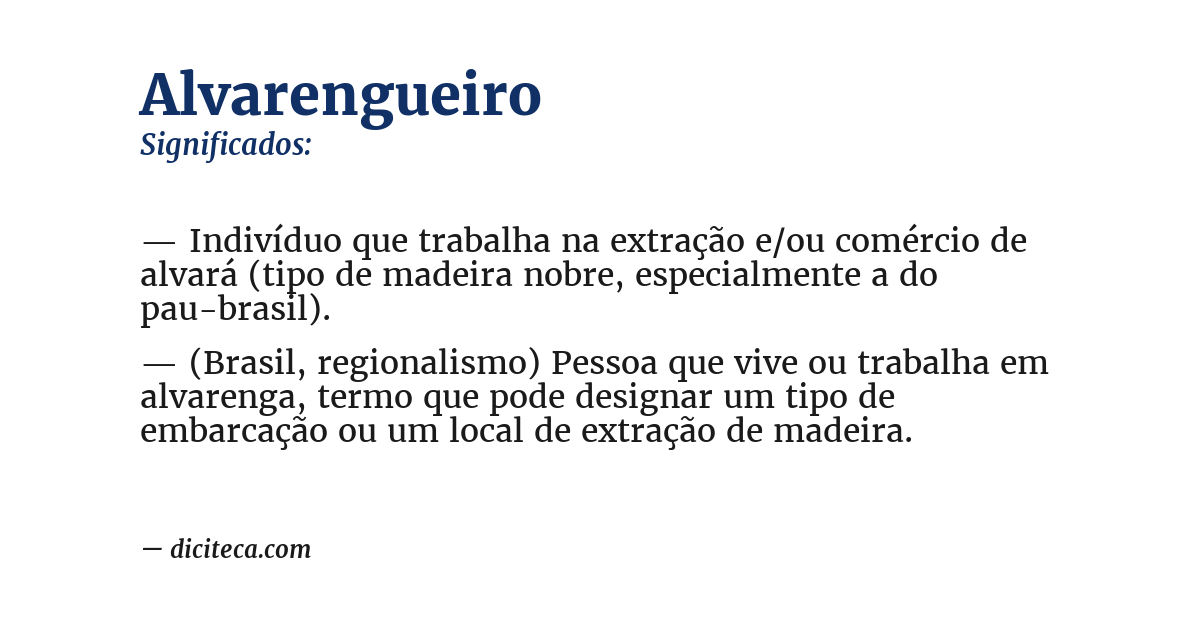 Significado de alvarengueiro