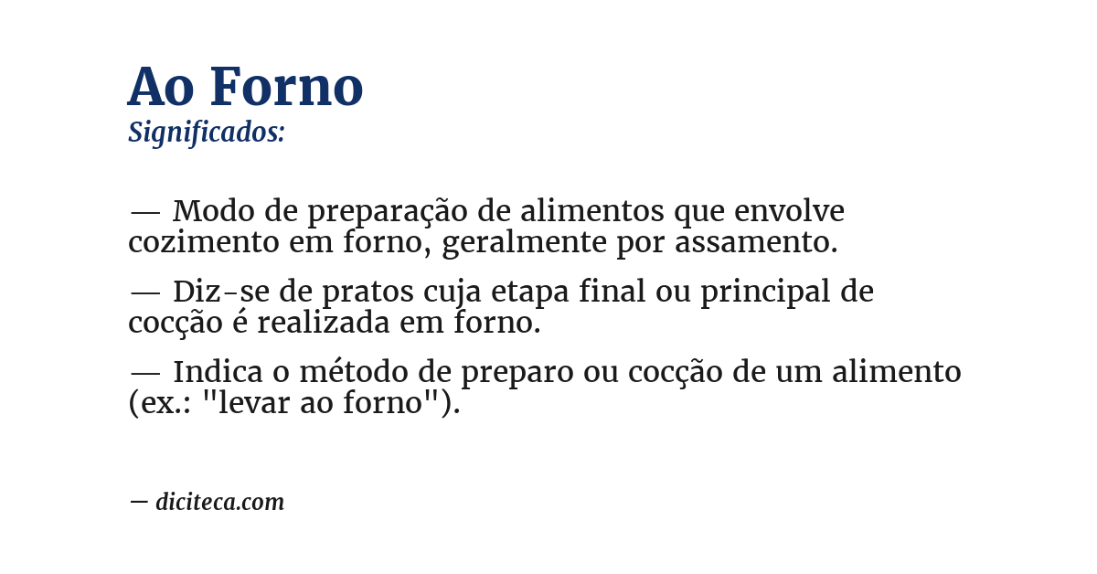 Significado de ao forno