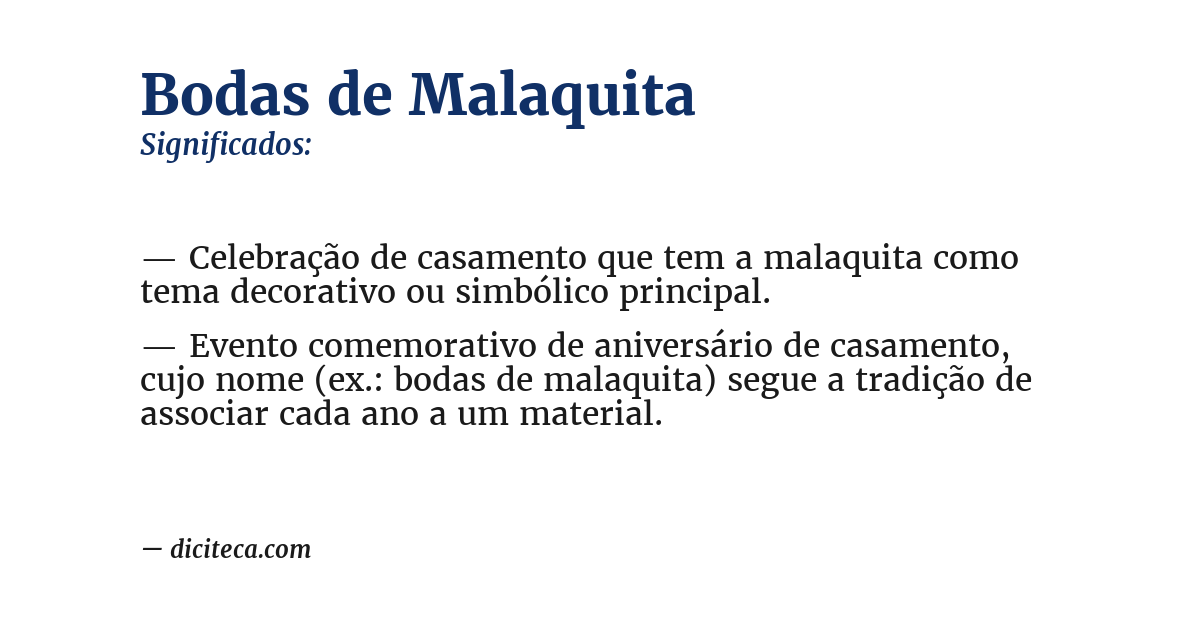 Significado de bodas de malaquita