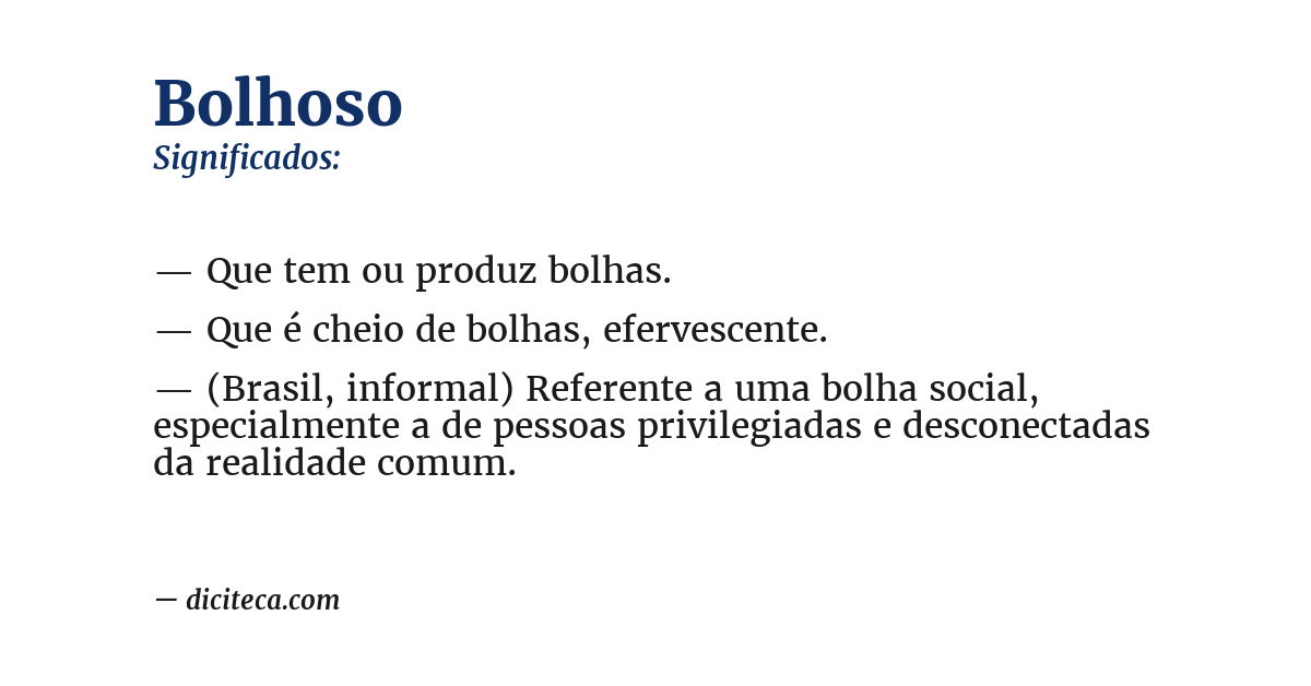 Significado de bolhoso