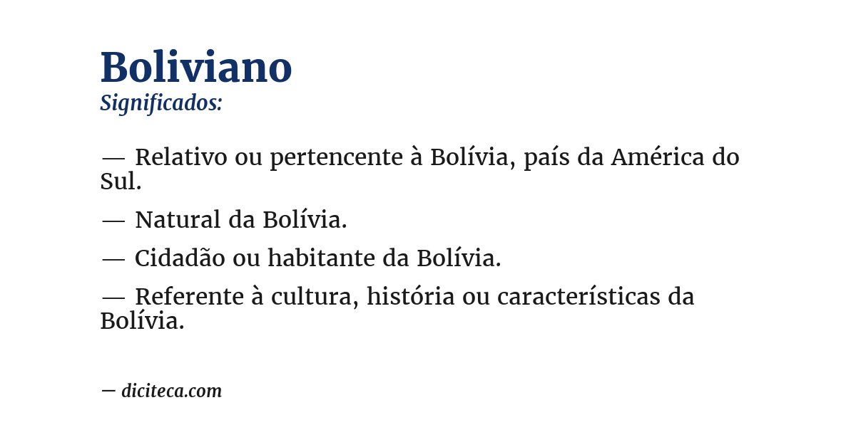 Significado de boliviano