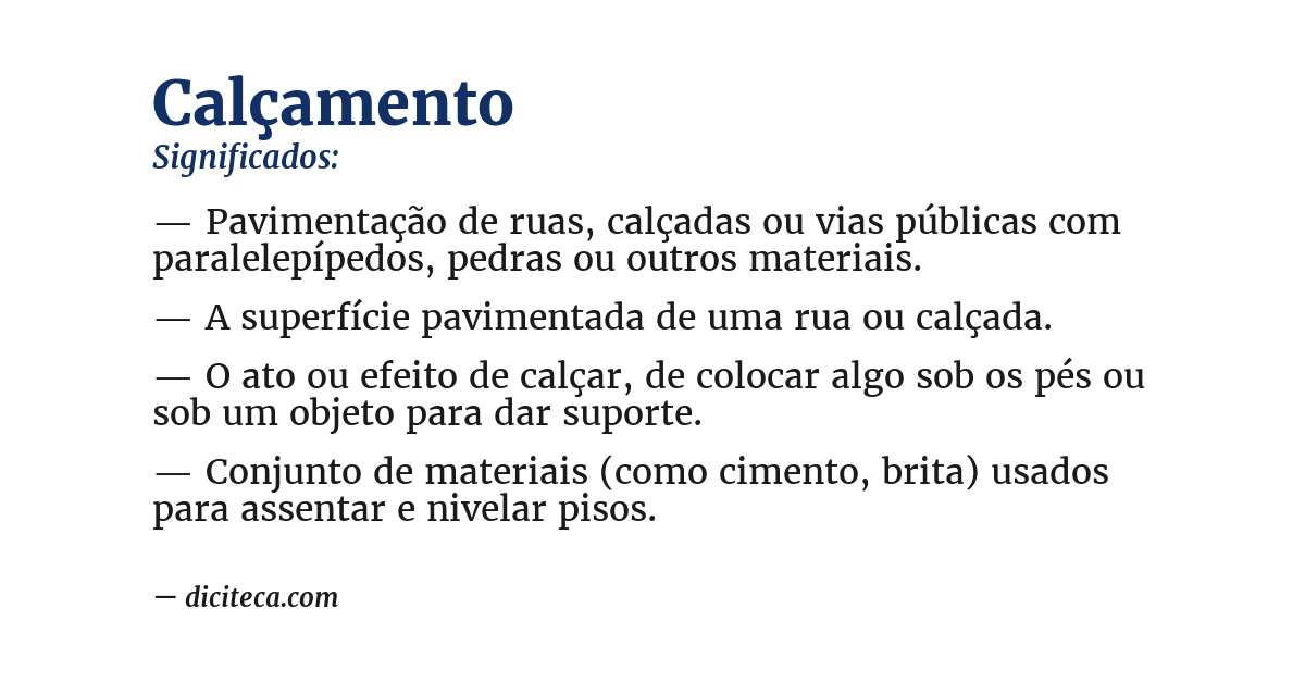 Significado de calçamento