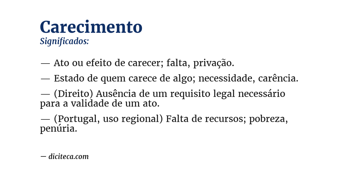 Significado de carecimento