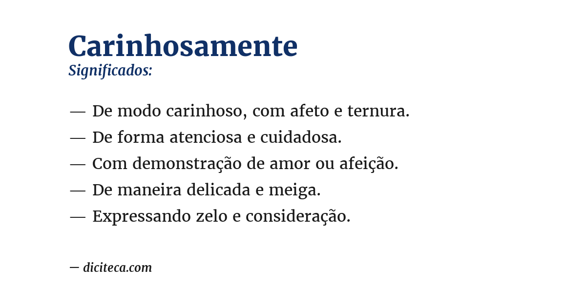 Significado de carinhosamente
