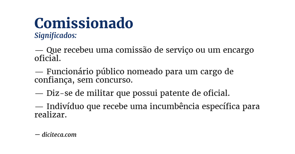 Significado de comissionado