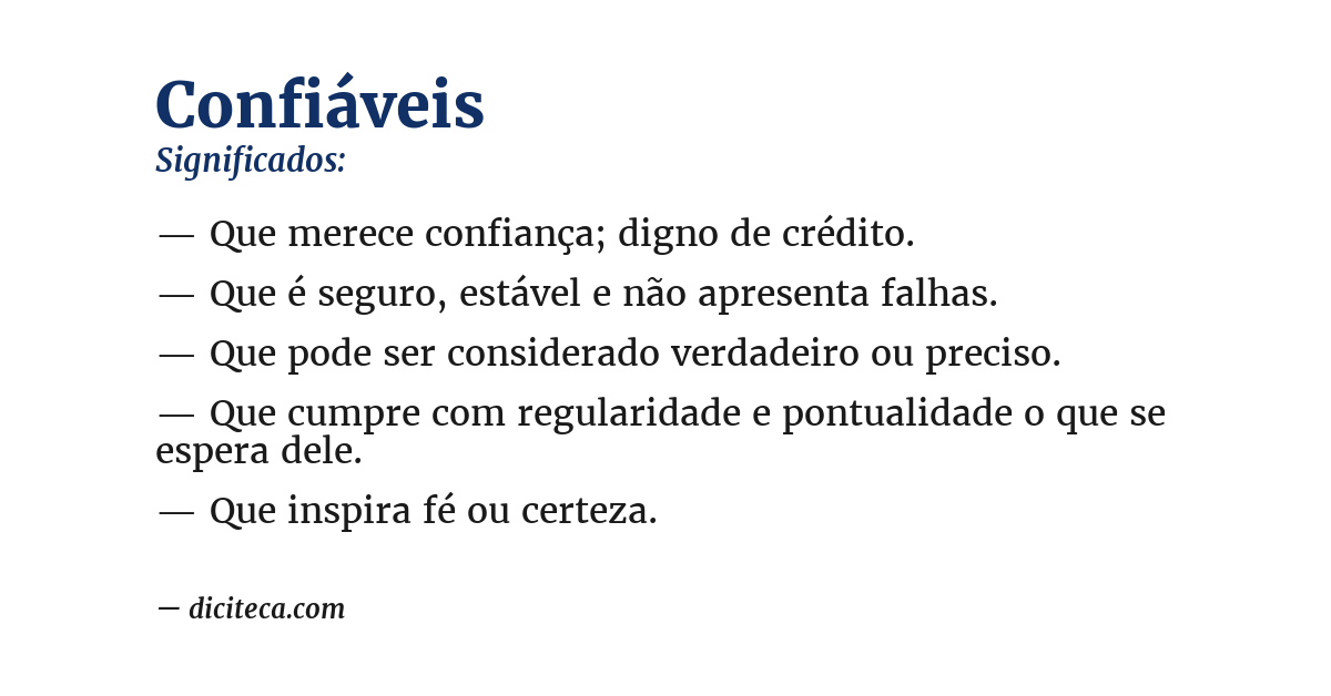 Significado de confiáveis
