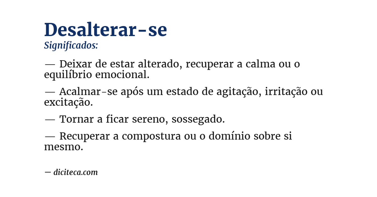 Significado de desalterar-se