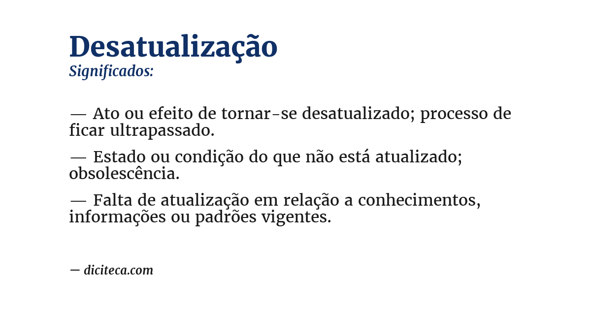 Significado de desatualização
