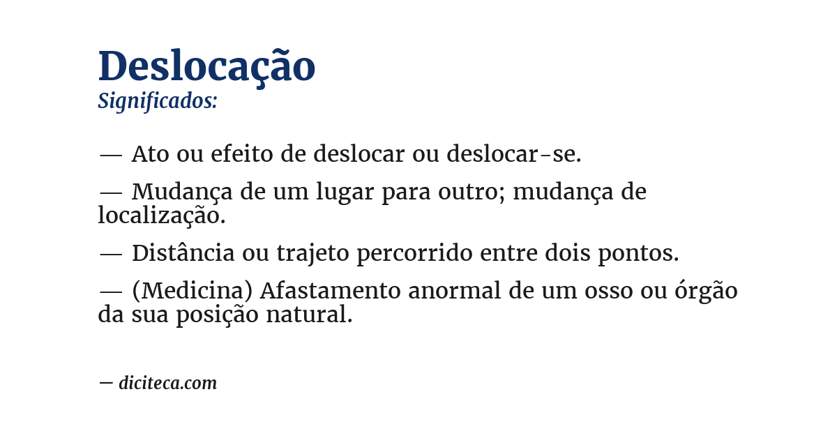 Significado de deslocação