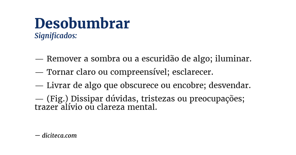 Significado de desobumbrar