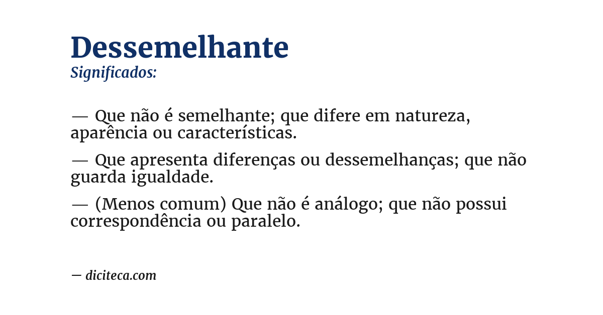 Significado de dessemelhante