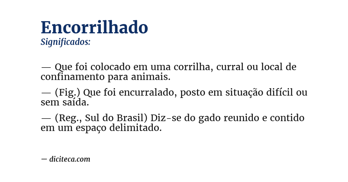 Significado de encorrilhado