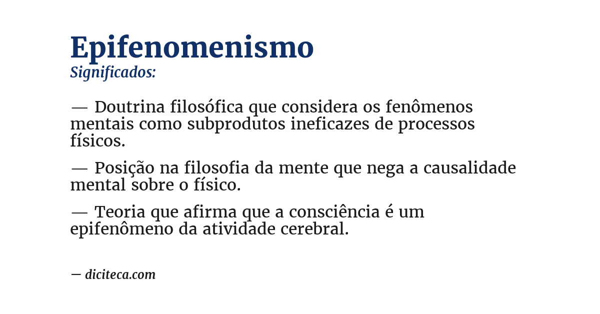 Significado de epifenomenismo