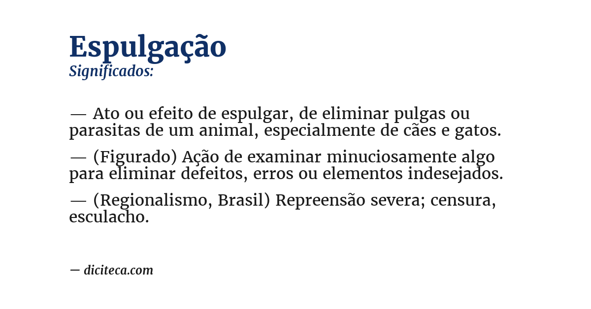 Significado de espulgação