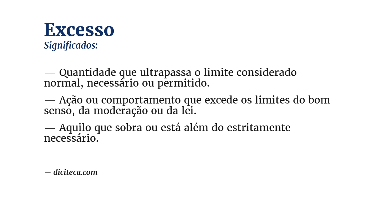 Significado de excesso