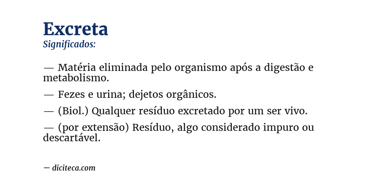 Significado de excreta