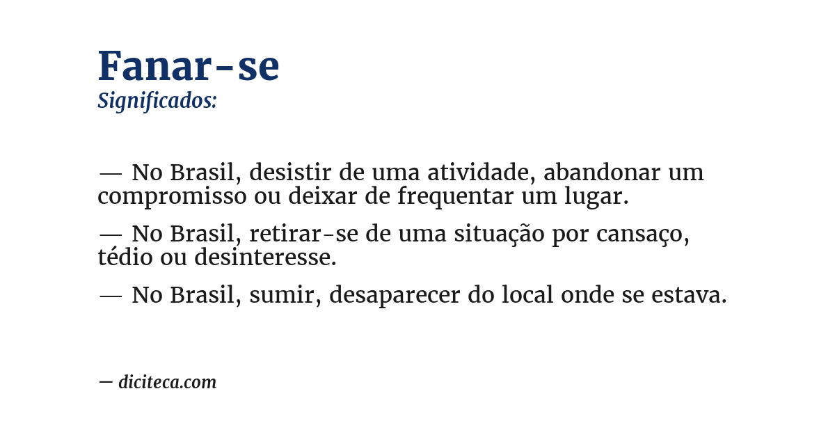 Significado de fanar-se