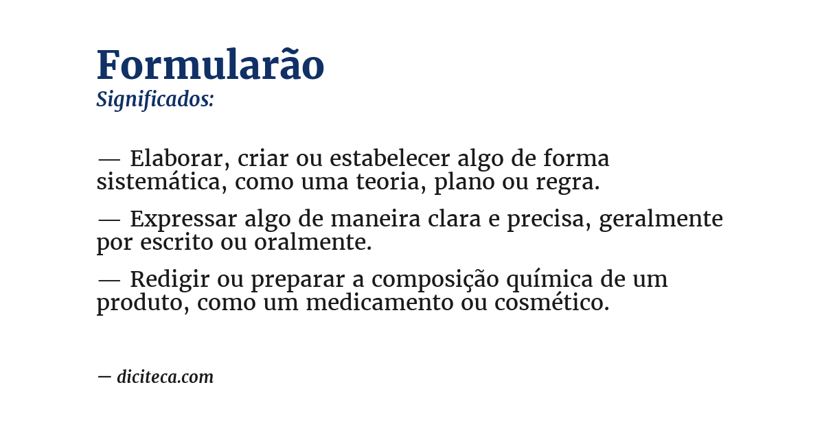 Significado de formularão