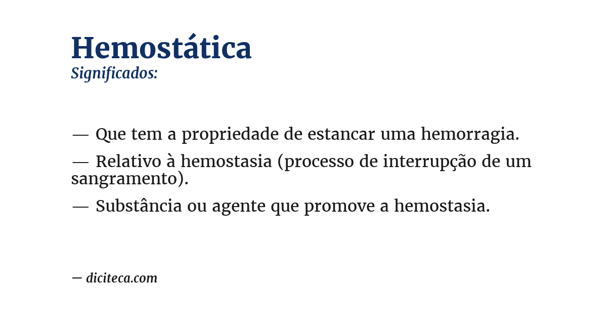 Significado de hemostática
