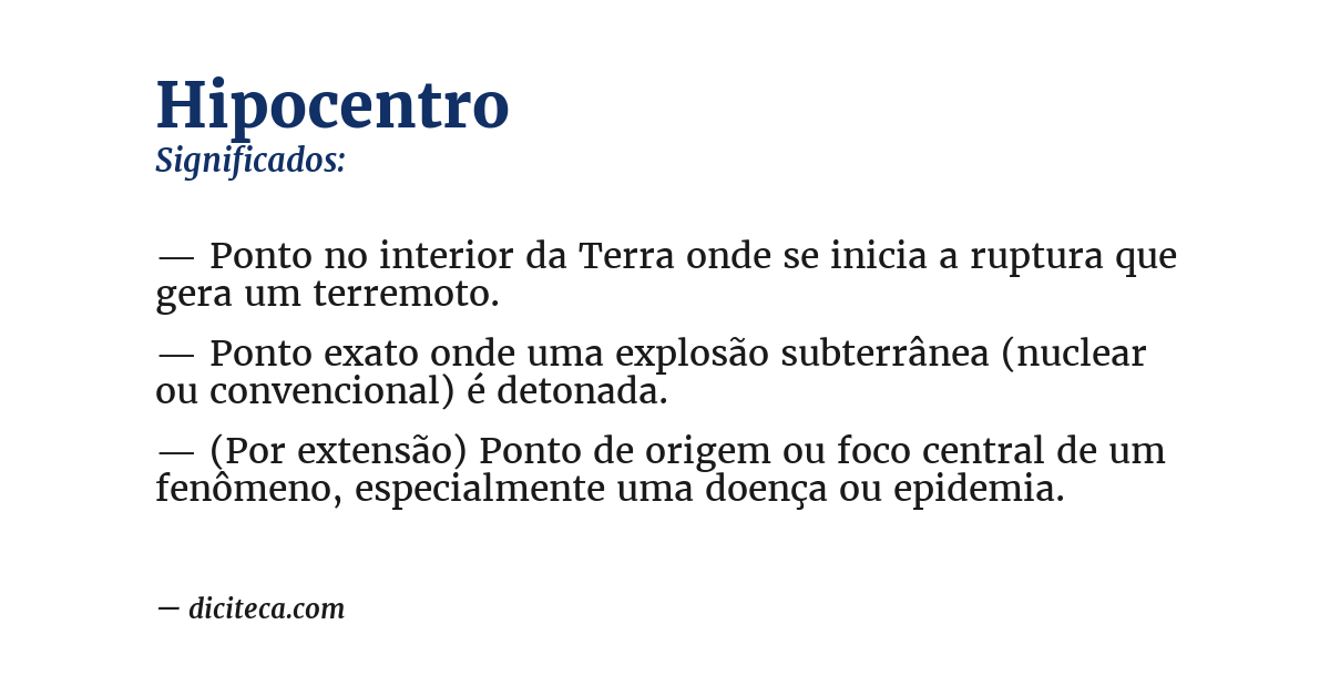 Significado de hipocentro