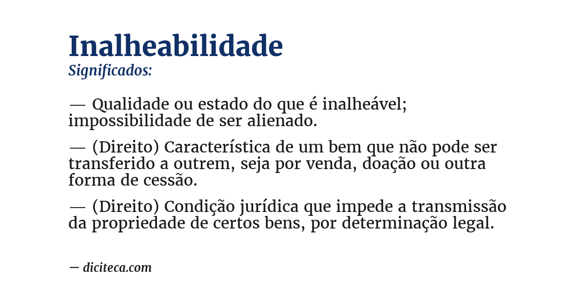Significado de inalheabilidade