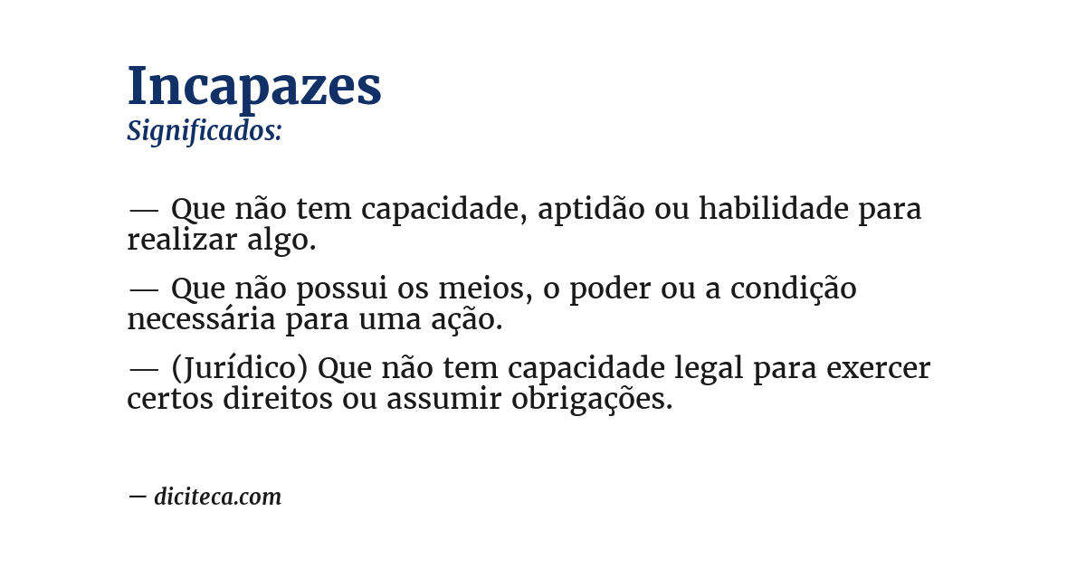 Significado de incapazes
