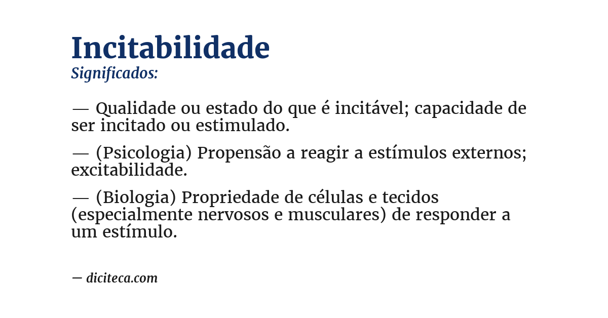 Significado de incitabilidade