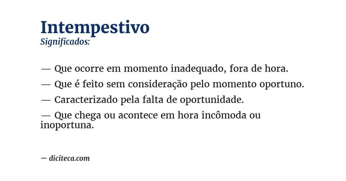 Significado de intempestivo