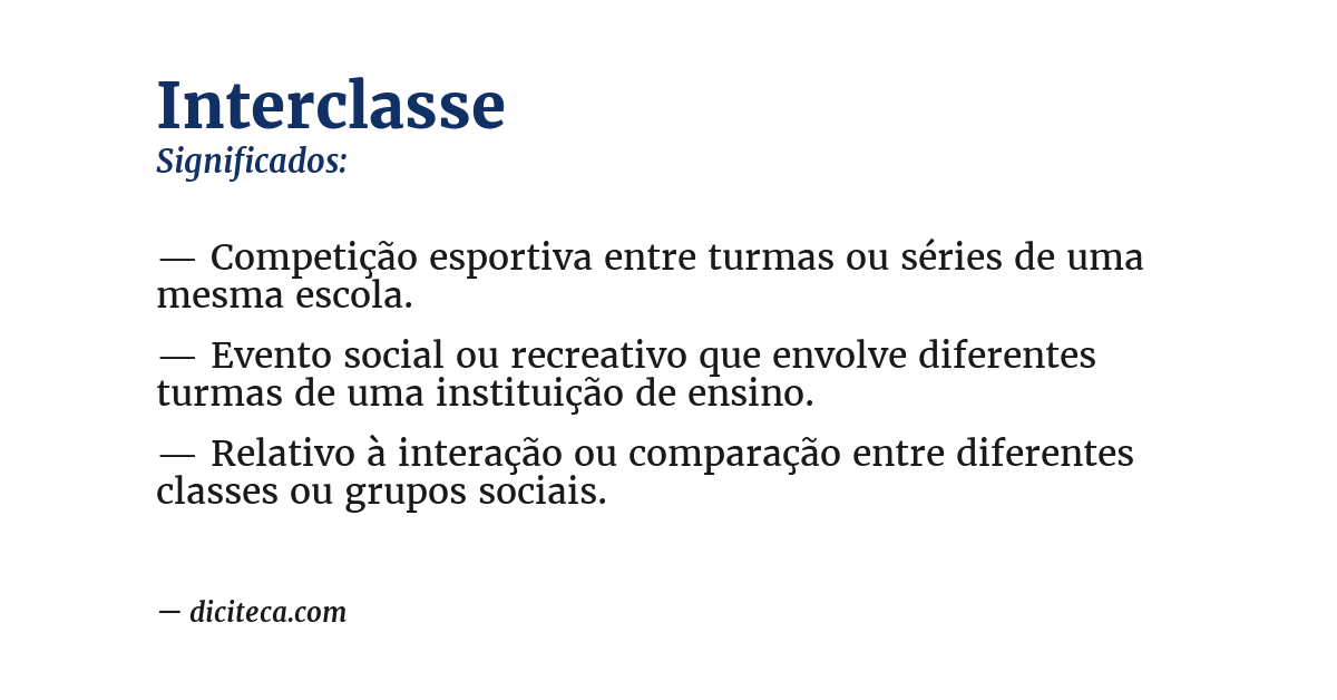 Significado de interclasse