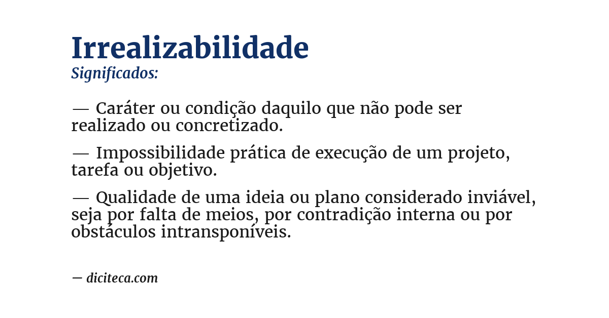 Significado de irrealizabilidade