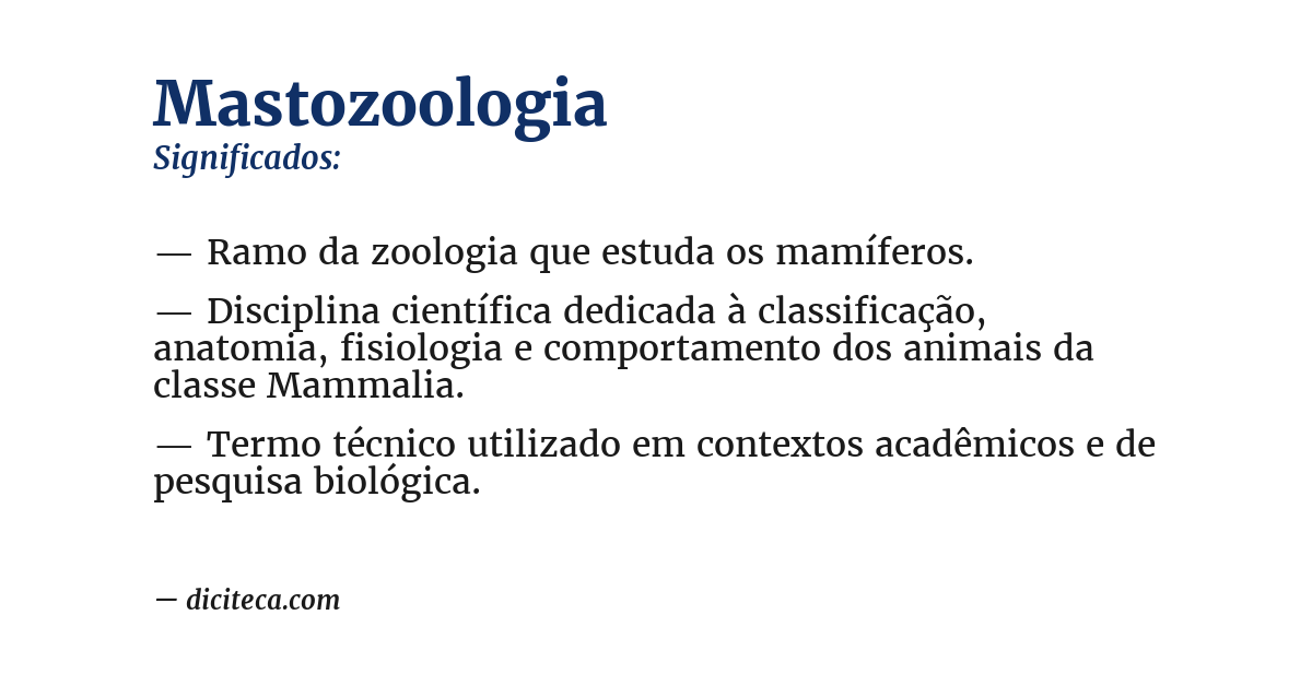 Significado de mastozoologia
