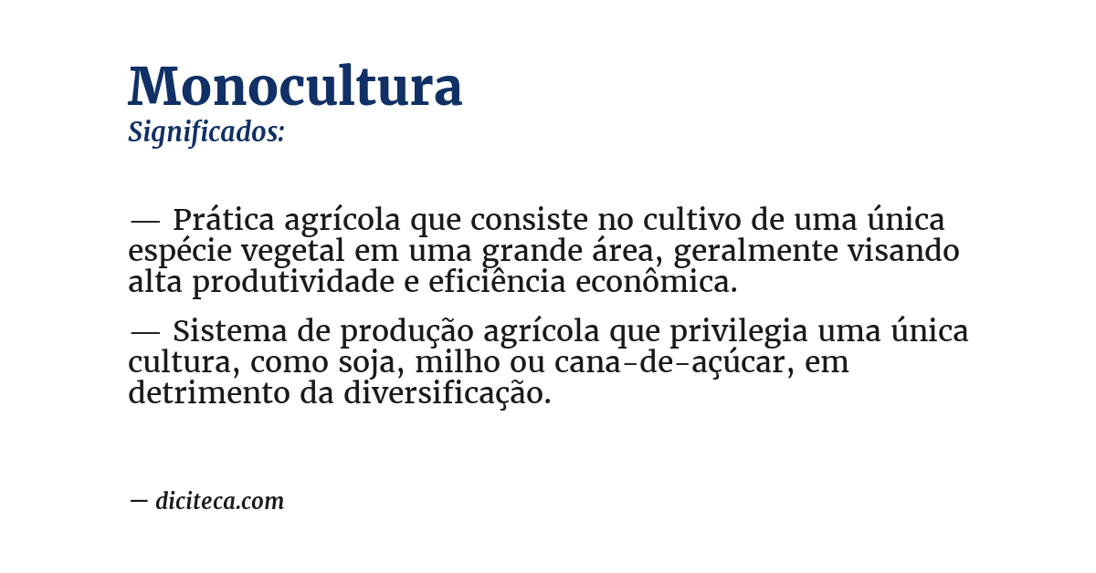 Significado de monocultura