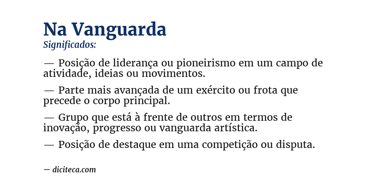 Significado de na vanguarda