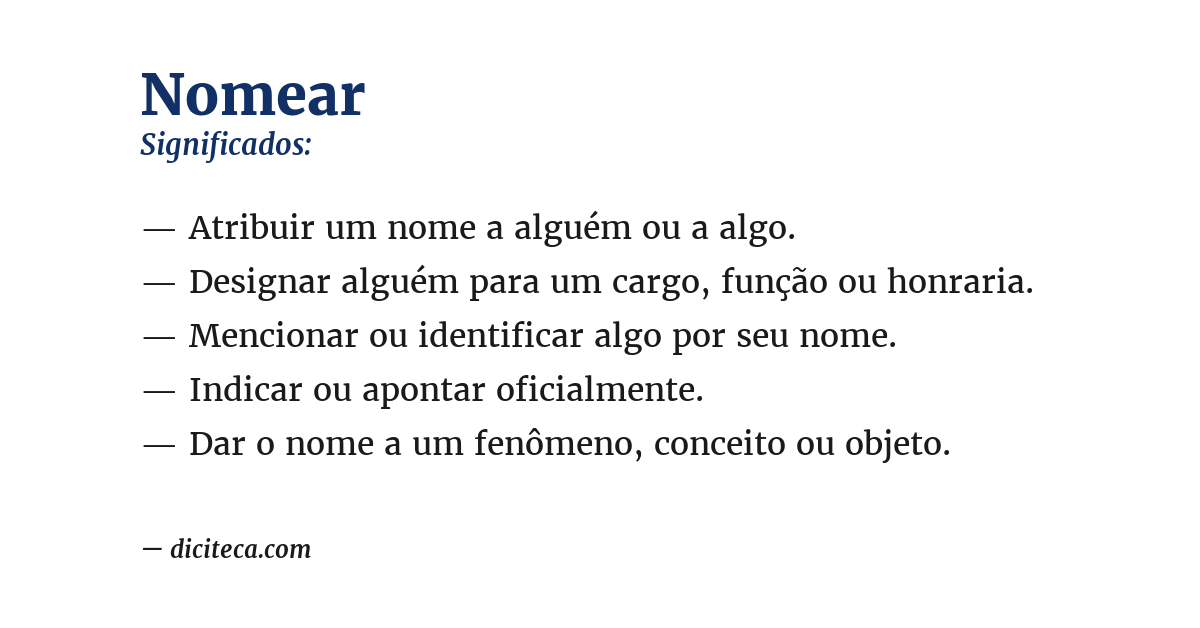 Significado de nomear