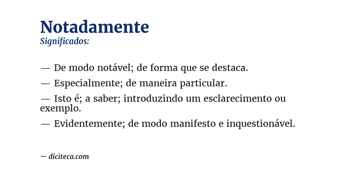 Significado de notadamente