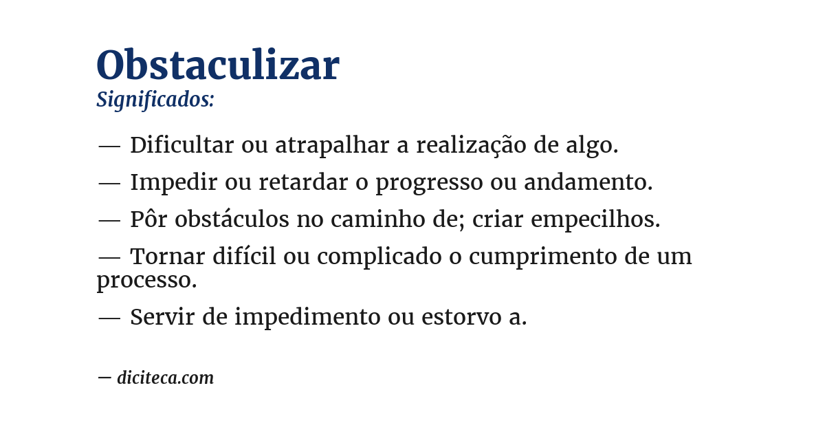 Significado de obstaculizar