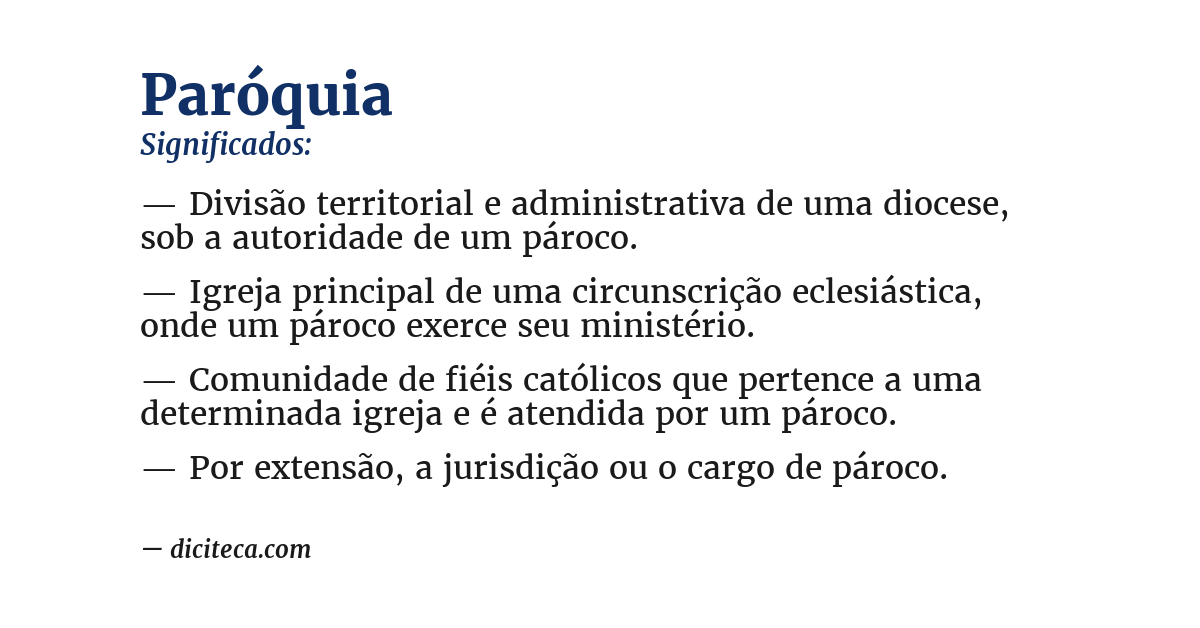 Significado de paróquia