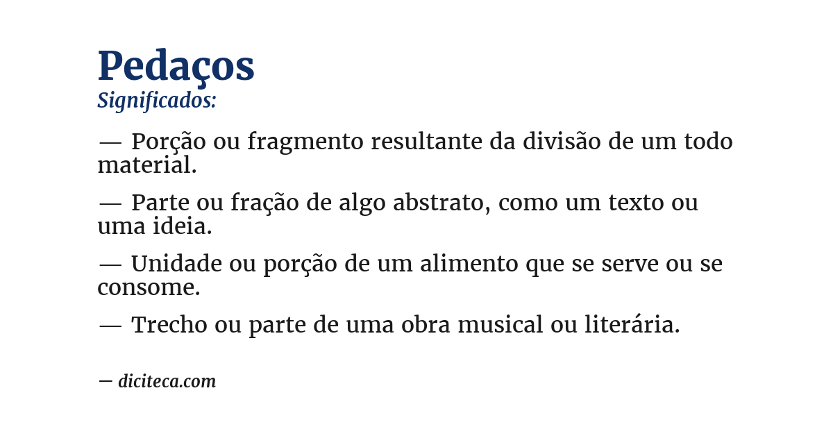 Significado de pedaços