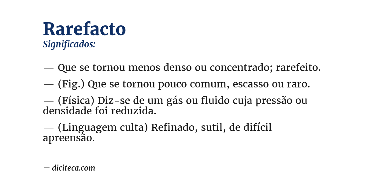 Significado de rarefacto