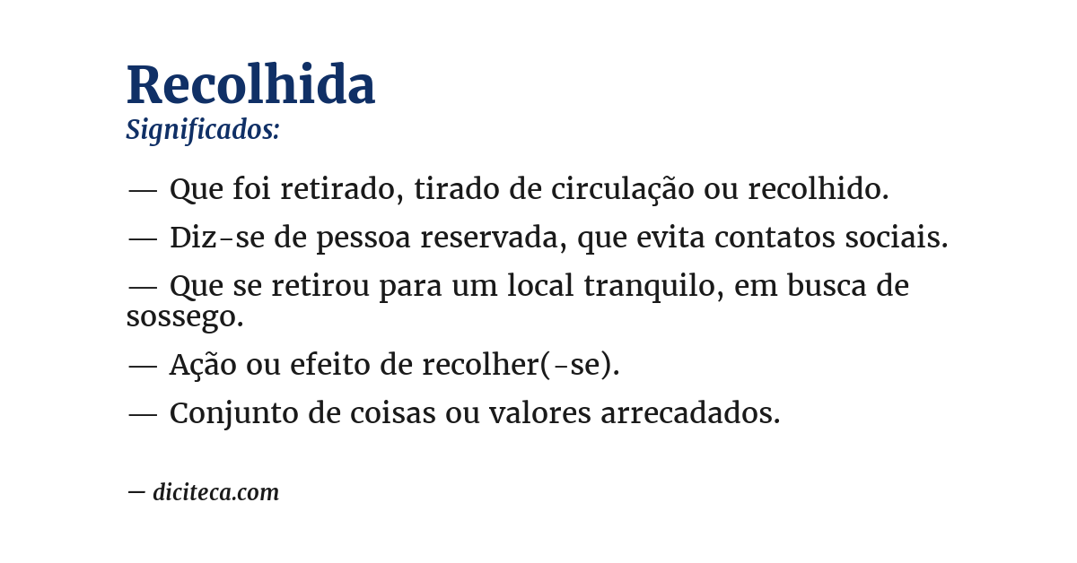 Significado de recolhida