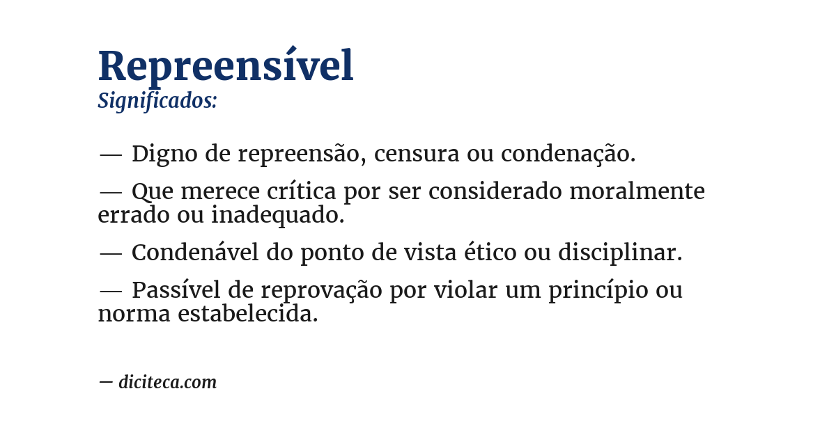 Significado de repreensível