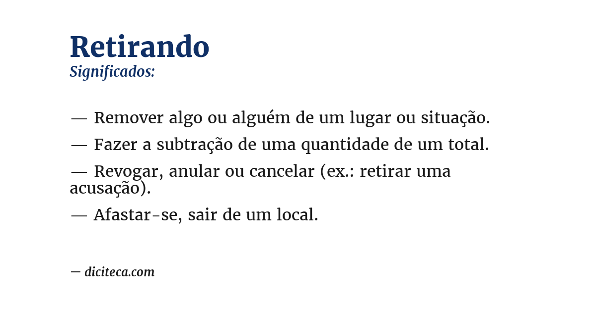 Significado de retirando
