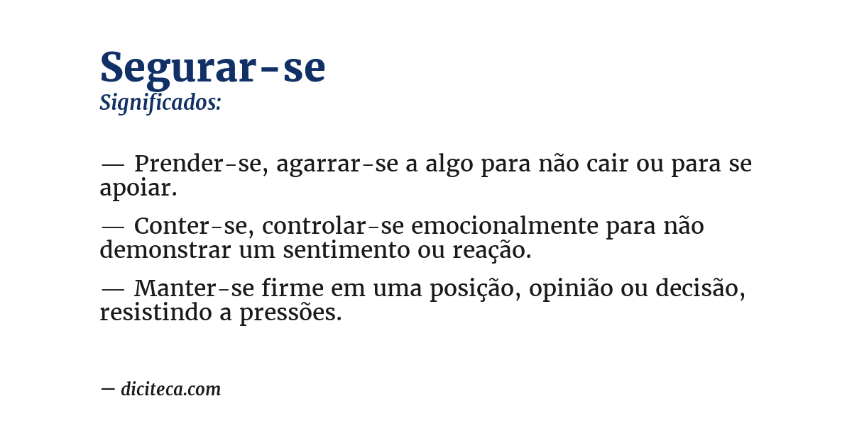 Significado de segurar-se