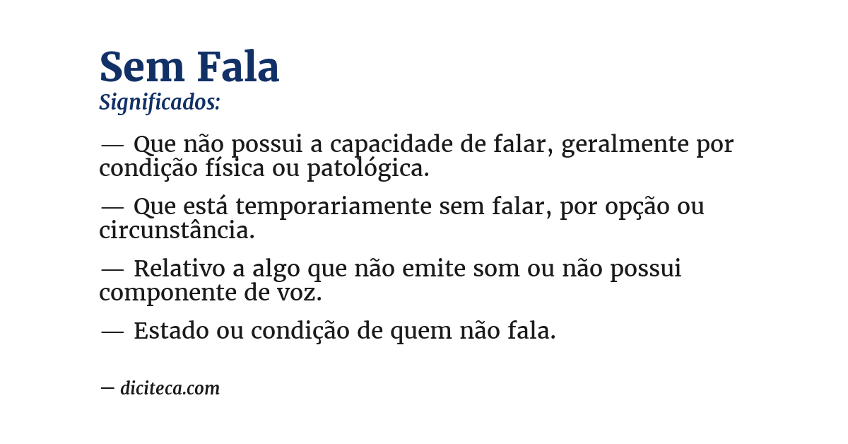 Significado de sem fala