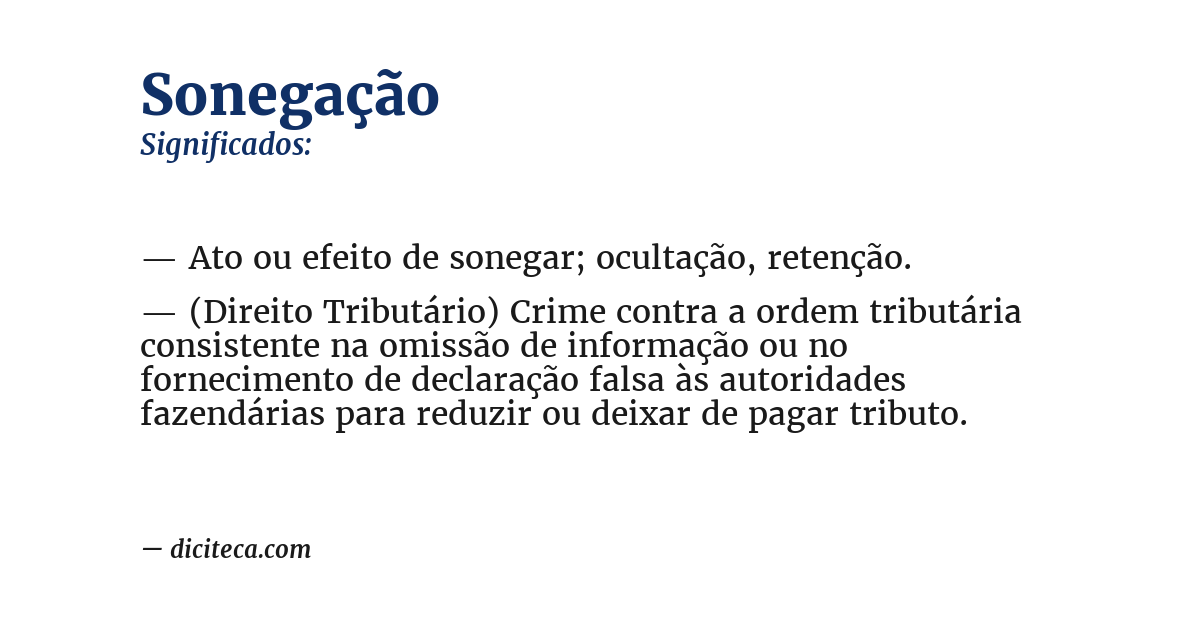 Significado de sonegação